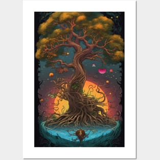 Tree of life Design in manga style Posters and Art